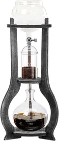 Cold Brew Drip Coffee Maker, 600ml/20.29 Ice Coffee Brewer Machine Cold-Drip Coffee Tower with Glass Container Wood Stand for Home Office