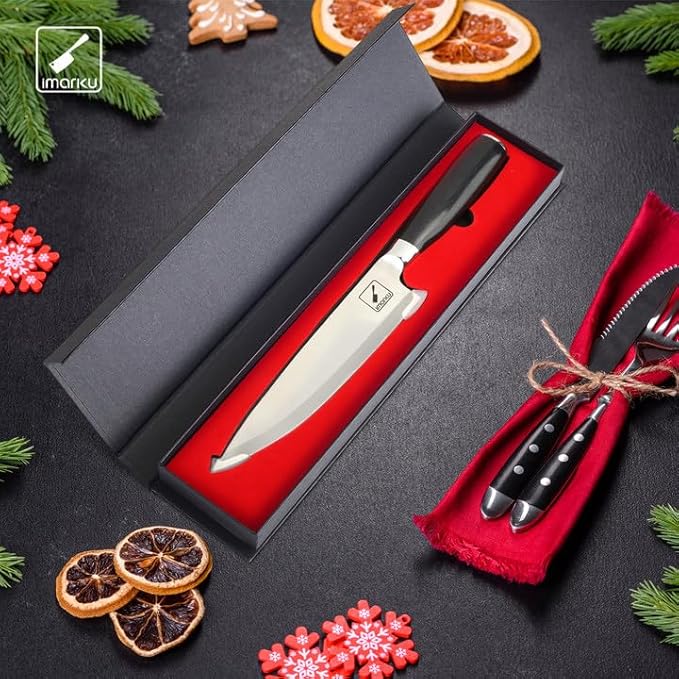 imarku Chef Knife 8-Inch Pro Japanese Kitchen Knife 7Cr17MoV High-Carbon Stainless Steel Paring Knife Ergonomic Handle Rasor Sharp Single-Bevel Edge Chrisymas and Thanksgiving Gift for Women and Men