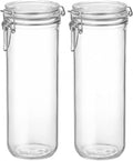Bormioli Rocco Fido Cylinder 46 oz Airtight Jar (Set of 2) - BPA-Free Glass Ingredient Container - Ideal for Canning, Fermentation, Pantry Organization, Kitchen Storage - Dishwasher & Food Safe