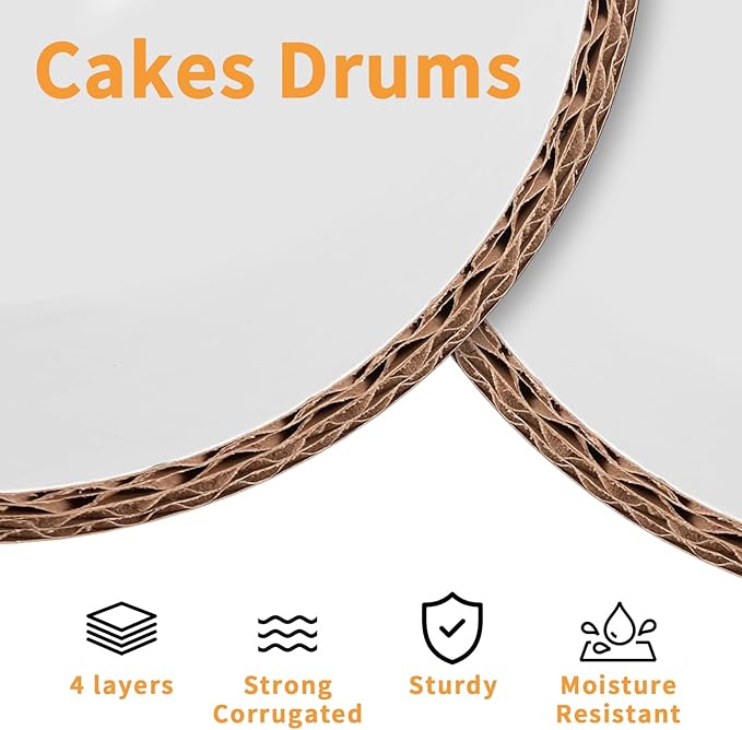 5Pcs Cake Drums 8 Inch,Cake Boards 8 Inch Round, 1/2" Thick Cardboard, Sturdy Circle, Base para Pastel Cardboard Base White Cake Boards for Wedding (8inch/5pcs)