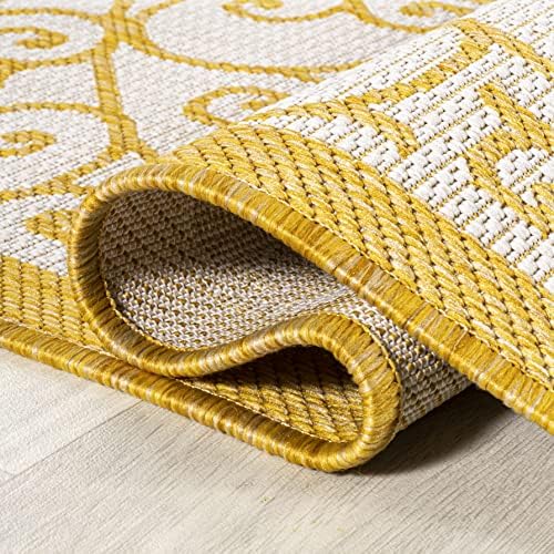 JONATHAN Y Vintage Filigree Indoor Outdoor Area Rug 3X5 Cream/Yellow, Madrid Textured Weave for Backyard, Patio, Porch, Easy-Cleaning, High Traffic, Pet-Friendly, Non-Shedding (SMB107D-3) - Image 6