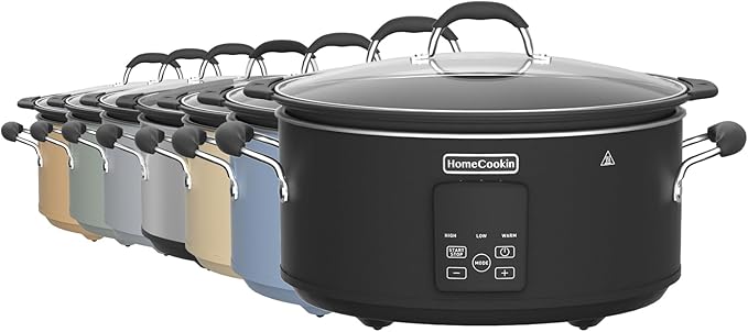 HOMECOOKIN Slow Cooker, Extra Large 10 Quart Digital Programmable Slow Cookers with Timer, Dishwasher Safe Glass Lid & Crock, Kitchen Appliance for Families and Gatherings, Black
