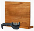 KASSEL Magnetic Knife Block with Knife Sharpener | Double-Sided Acacia Wood Magnetic Knife Holder | Kitchen Knife Display Stand for Countertops | Strong Magnet Knife Holder