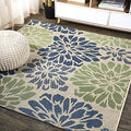 JONATHAN Y Floral Textured Weave Indoor Outdoor Square Area Rug 4X4 Navy/Green, Zinnia Modern for Backyard, Patio, Porch, Easy-Cleaning, High Traffic, Pet-Friendly, Non-Shedding (SMB110B-4SQ) by JONATHANY