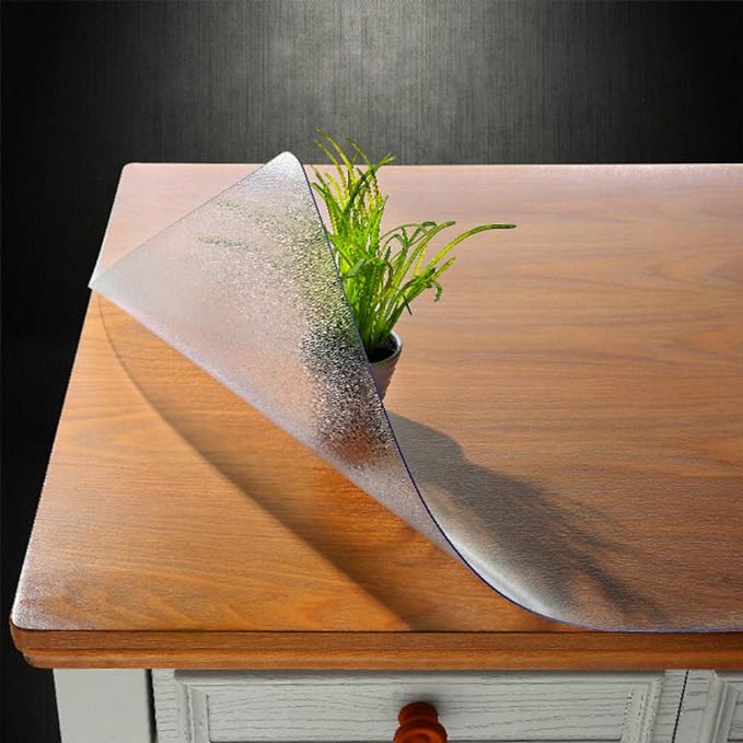 NECAUX Custom Multisize 1.5mm Thick Frosted PVC Table Cover - 36 x 54 Inch Protector for Dining Room, Desk, Coffee Table