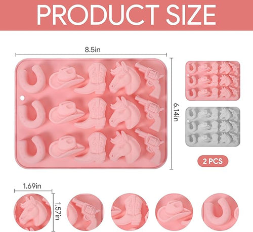 2 PCS Cowboy Chocolate Molds, Cowboy Hat, Boots, Saddle Shaped Cakesicle Molds Silicone, Western Party Theme, For Cupcakes, Cake Pops, Jellies, Chocolates, Candies