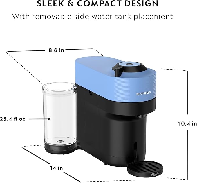 Nespresso Vertuo Pop+ Coffee and Espresso Machine by De'Longhi with Aeroccino Milk Frother, Pacific Blue