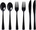 300 Pieces Of Black Plastic Silverware,Heavy Duty, 100 Forks, 100 Spoons, 100 Knives, Heat-Resistant and BPA-free Disposable Silverware,Party Supplies, High-end Utensils