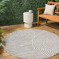 JONATHAN Y Hallie High-Low Curve Gray/Ivory 8' Round Indoor/Outdoor Area Rug, Minimalist, Pet Friendly, Non-Shedding, Stain Resistant, Hose-Washable for Backyard, Patio, Porch (SCN100A-8R) by JONATHANY