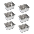 1/2 Hotel Pans 6 Inch Deep Stainless Steel Food Pan - Anti-Jam 6 Pack Steam Table Pan Set for Catering, Buffet Use, Kitchen Prep