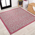JONATHAN Y Vintage Filigree Indoor Outdoor Square Area Rug 5X5 Light Gray/Fuchsia, Madrid Textured Weave for Backyard, Patio, Porch, Easy-Cleaning, High Traffic, Pet-Friendly Non-Shedding SMB107I-5SQ by JONATHANY