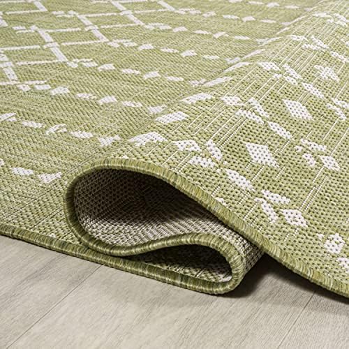 JONATHAN Y Moroccan Geometric Indoor Outdoor Area Rug 5X8 Light Green/Cream, Ourika Textured Weave for Backyard, Patio, Porch, Easy-Cleaning, High Traffic, Pet-Friendly, Non-Shedding (SMB108N-5) - Image 6