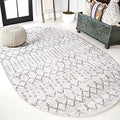JONATHAN Y Boho Vintage Diamond Cream/Gray Oval Area Rug 4X6 ft, Moroccan Hype for Living Room, Bedroom, Kitchen, Office, Easy-Cleaning, High Traffic, Pet-Friendly, Non-Shedding (MOH101B-4OV) by JONATHANY