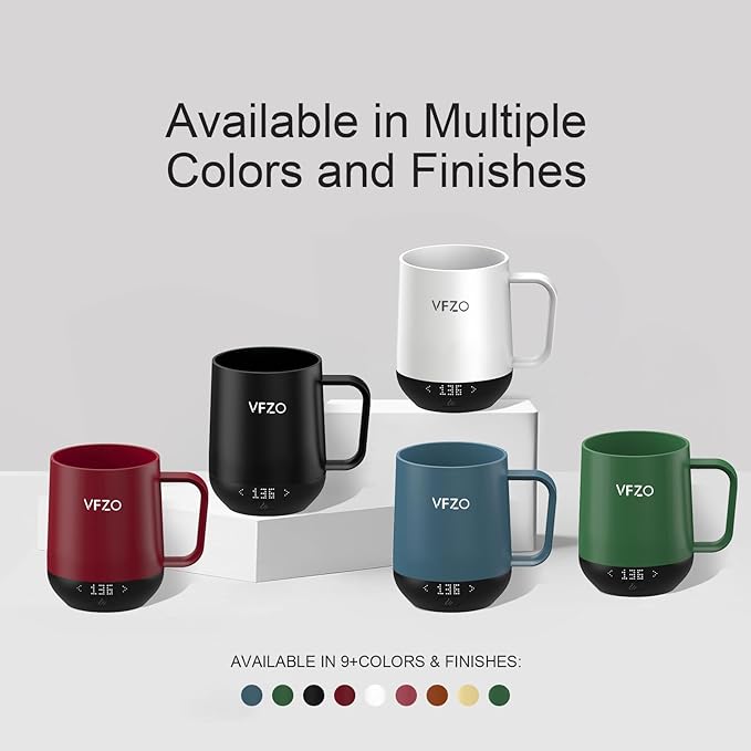 Temperature Control Smart Mug, Self Heating Coffee Mug LED Display, 180 Min Battery Life - Hot up to 149℉ Fast Wireless Charger Base Improved Design coffee serving sets mug(12oz, Ivory)
