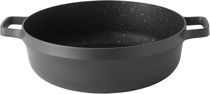BergHOFF GEM Nonstick 11" Sauté Pan 4.9qt., Sturdy 2-Handle, Glass Lid, Ferno-Green, Non-Toxic PFOA-Free Coating, Ovensafe