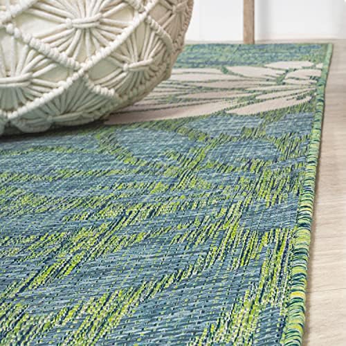 JONATHAN Y Floral Textured Weave Indoor Outdoor Round Area Rug 6 Ft Cream/Green, Zinnia Modern for Backyard, Patio, Porch, Easy-Cleaning, High Traffic, Pet-Friendly, Non-Shedding (SMB110D-6R) - Image 7