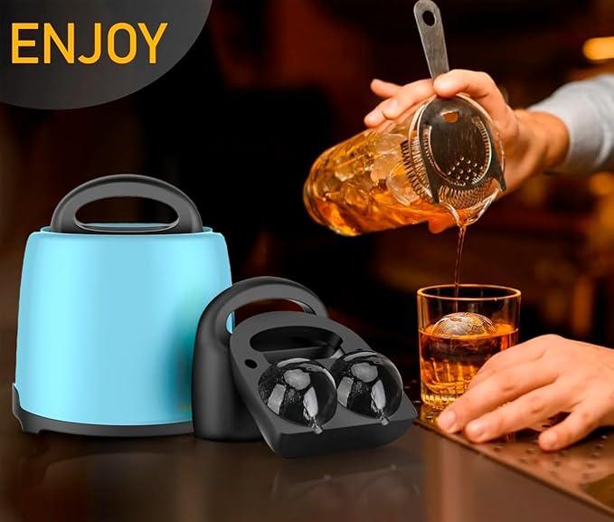 LEMONSODA Premium Clear Ice Ball Maker - 2 Large 2.5 inch Crystal Clear Ice Balls for Whiskey Cocktail - Sphere Ice Mold - Premium Gift Box Included