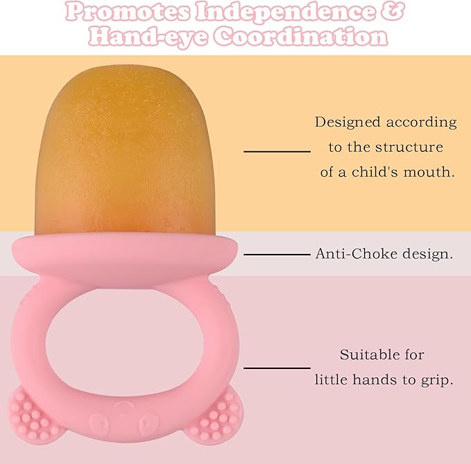 HUAKENER Mini Popsicle Molds, Silicone Popsicle Mold for Toddlers, 6-Cavity Ice Pop Molds with Handle for Making Healthy Baby Food, Breastmilk Popsicle (Pink)