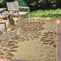 JONATHAN Y Floral Textured Weave Indoor Outdoor Area Rug 4X6 Sage/Brown, Zinnia Modern for Backyard, Patio, Porch, Easy-Cleaning, High Traffic, Pet-Friendly, Non-Shedding (SMB110A-4) by JONATHANY