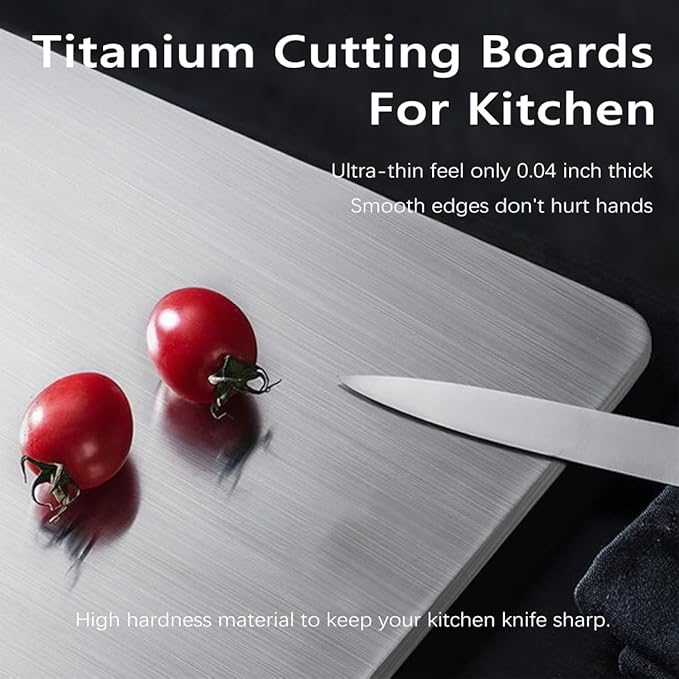 Titanium Cutting Board Set of 3,100% Pure Titanium Cutting Boards for Kitchen Double Sided,Hygiene Durable Dishwasher,Fruit & Vegetables （3P-L)