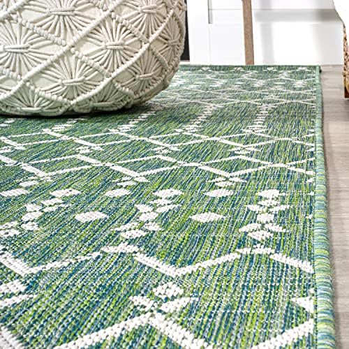 JONATHAN Y Moroccan Geometric Indoor Outdoor Round Area Rug 5 Ft Green/Cream, Ourika Textured Weave for Backyard, Patio, Porch, Easy-Cleaning, High Traffic, Pet-Friendly, Non-Shedding (SMB108L-5R) - Image 6