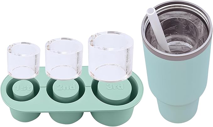 20-40 oz Ice Molds for Stanley Cup - Silicone Ice Cube Tray with Lid and Bin for Chilling Cocktails, Whiskey, Drinks, Coffee - BPA-Free, Easy Fill and Release Ice Maker Tray for Freezer