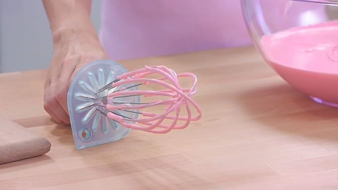 Whisk Wiper - Wipe a Whisk Easily - Multipurpose Kitchen Tool, Made In USA - Includes 11" Stainless-Steel Whisk - Cool Baking Gadget, A Great Gift For Men and Women (Color: Glass Blue)