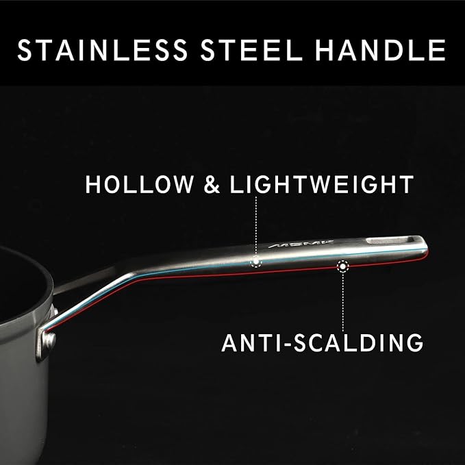 MsMk 8 inch Small Frying Pan with Lid, Burnt also Non stick Omelette pan, PFOA Free Non-Toxic, Scratch-resistant, for gas, electric and induction