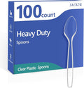 SACATR 100 Count Plastic Spoons,Heavy Plastic Silverware,Premium Disposable Spoons, BPA-Free, Heat Resistant, Suitable for Parties, Events and Everyday Use