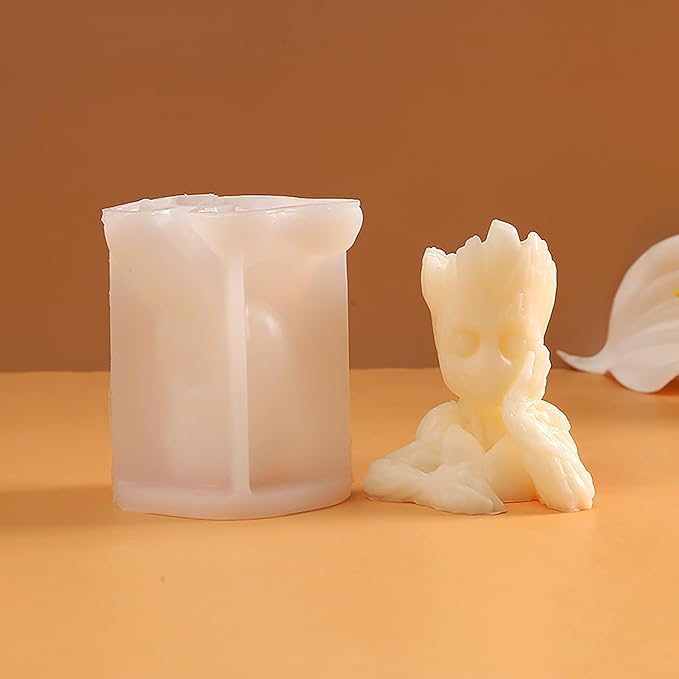 Groot Cylinder Candle & Resin Mold - Resin Casting Silicone Molds for Home Decor & Candle Making Wave Spiral Mold