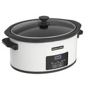 6-Quart Programmable Slow Cooker with Timer Keep Warm - Small Kitchen Appliance for Family Dinners - Serves 6+ People - Heat Settings: Keep Warm(White, Black Liner)