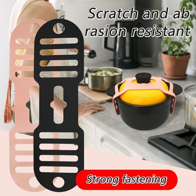 Silicone Lid Lock Strap for Crockpot Slow Cooker (6/7/8 Quart) - Universal Crockpot Lid Holder & Rubber Strap Alternative | Heat-Resistant, No-Spill Design Transport Accessories (Pink)