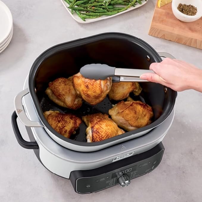 New 2025 Ninja Foodi Possible Cooker PRO Plus 11-in-1 Multi-Cooker, Slow Cooker, 8.5-Qt Smart Cook System with Thermometer and 1400W High-Heat Searing Base, White