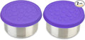 LunchBots 4.5 oz Stainless Steel Dressing Container for Condiments, Dips, Snacks, Dipping Sauce Cups with Silicone Lid, Fits in Lunch Bags and Bento Boxes - Set of 2 (Purple)