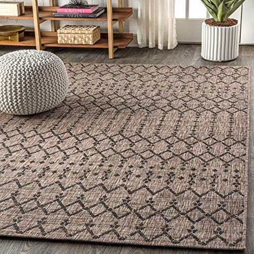 JONATHAN Y Moroccan Geometric Indoor Outdoor Area Rug 5X8 Natural/Black, Ourika Textured Weave for Backyard, Patio, Porch, Easy-Cleaning, High Traffic, Pet-Friendly, Non-Shedding (SMB108D-5) - Image 4