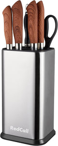 Universal Knife Block Without Knives,Modern Knife Holder for Kitchen Counter,Stainless Steel Knife Organizer with Scissors Slot & Sharpening Rod,Space Saver Rectangular Blocks & Storage - (Silver)