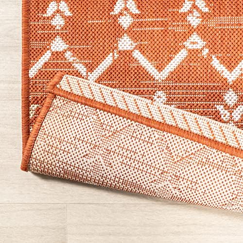 JONATHAN Y Moroccan Geometric Indoor Outdoor Area Rug 3X5 Orange/Cream, Ourika Textured Weave for Backyard, Patio, Porch, Easy-Cleaning, High Traffic, Pet-Friendly, Non-Shedding (SMB108P-3) - Image 5