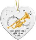 Personalized Text Name Year Trumpet Xmas Ceramic Ornaments, Trumpet Instrument Christmas Tree Ornament 2025, Trumpetist Christmas Ornament Gift for Men Women, Instrument Themed Xmas Decor