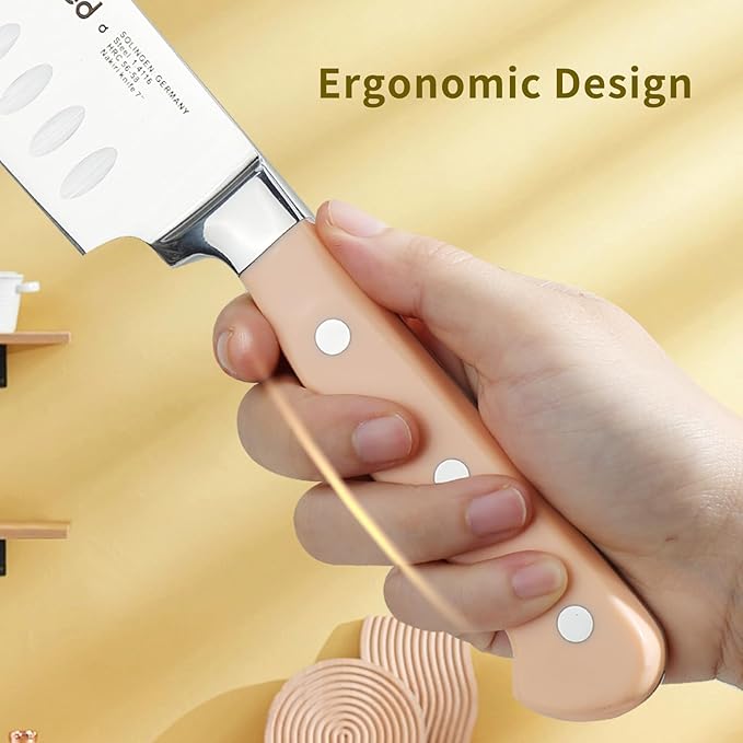 6.7 Inch Nakiri Knife, German High Carbon Steel Chef's Knife, Ergonomic ABS Handle, Various Vibrant Colors, Includes Gift Box