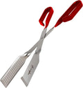 Shark BBQ Steak Grill Tongs for Kitchen & Outdoor Cooking, 13 Inch Long Reach Pro-Grade, Scissor-Style Utensil - Perfect for Air Frier and Oven Use (Red)