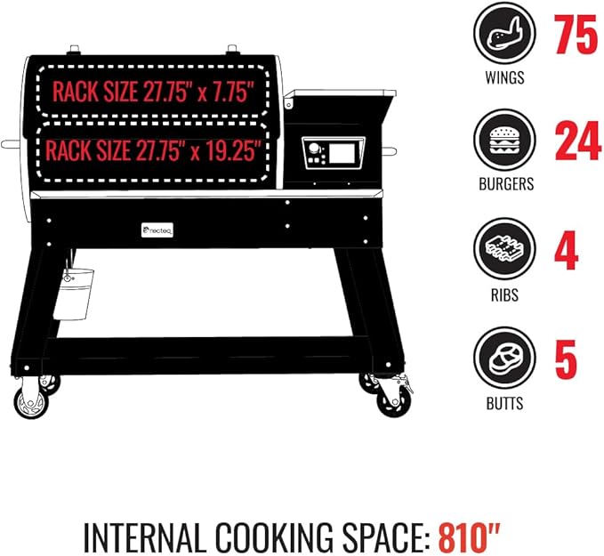 recteq Pellet Grill - Deck Boss 800, Pellet Smoker Grill, Wi-Fi-Enabled, Electric Pellet Grill, Grilling Essentials Bundle