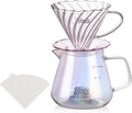Bincoo Pour Over Coffee Maker Set with Dripper Size 01,Borosilicate Glass Coffee Server 400ML with Paper Filter,Pour Over Coffee Dripper Carafe for Home Cafe Restaurant Camping