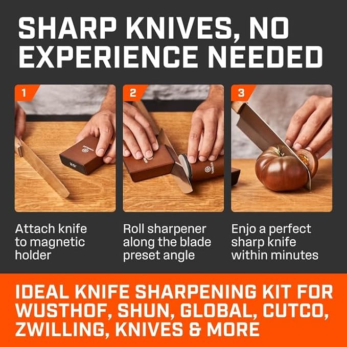 Tumbler Rolling Knife Sharpener Set - Knife Sharpening Made Easy - Starter Set (Holiday Gift Set)