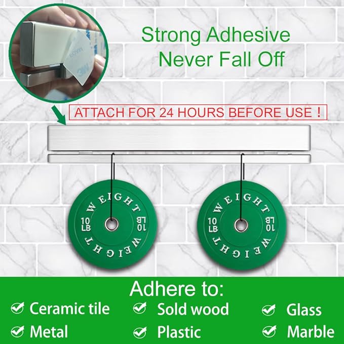 Strong Magnetic Knife Holder for Wall, 17 Inch No-Drill Knife Strip with 12 Hooks & Adhesive, Holds Kitchen Utensils & Tools - YIIYIIN
