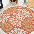 JONATHAN Y Floral Textured Weave Indoor Outdoor Round Area Rug 5 Ft Orange/Cream, Zinnia Modern for Backyard, Patio, Porch, Easy-Cleaning, High Traffic, Pet-Friendly, Non-Shedding (SMB110E-5R) by JONATHANY