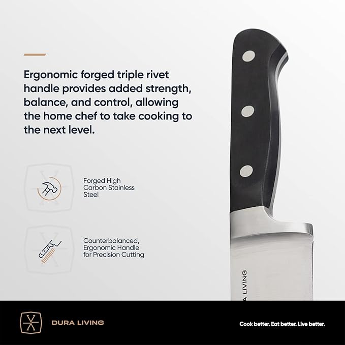 DURA LIVING 2-Piece Premium Kitchen Knife Set - Ultra-Sharp 5" Utility Knife & 3.5" Paring Knife, High Carbon Stainless Steel, Forged for Precision, Multipurpose Cooking Knives with Ergonomic Handles