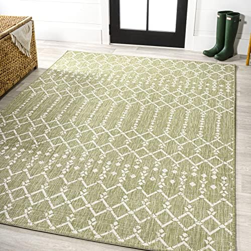 JONATHAN Y Moroccan Geometric Indoor Outdoor Area Rug 8X10 Light Green/Cream, Ourika Textured Weave for Backyard, Patio, Porch, Easy-Cleaning, High Traffic, Pet-Friendly, Non-Shedding (SMB108N-8) - Image 4