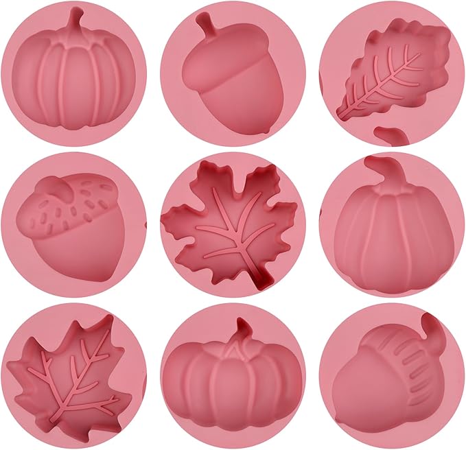 Fall Silicone Molds Pumpkin Chocolate Mold 2pcs Maple Leaf Acorns Shape Candy Soap Cake Baking Mold for Autumn,Thanksgiving, Halloween, Harvest