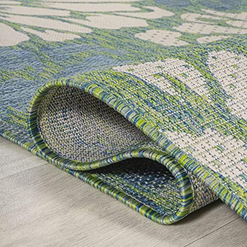 JONATHAN Y Floral Textured Weave Indoor Outdoor Round Area Rug 6 Ft Cream/Green, Zinnia Modern for Backyard, Patio, Porch, Easy-Cleaning, High Traffic, Pet-Friendly, Non-Shedding (SMB110D-6R) - Image 3