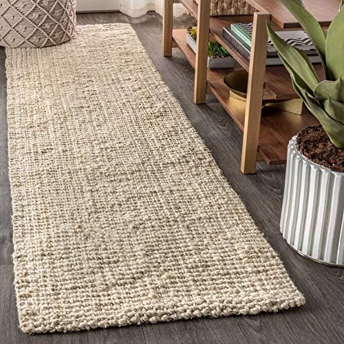 JONATHAN Y Pata Hand Woven Chunky Jute Light Ivory Runner Rug, 2x8, Bohemian, Rustic, Cottage, Easy-Cleaning for Living Room, Bedroom, Kitchen, Non-Shedding (NRF102B-2) by JONATHANY